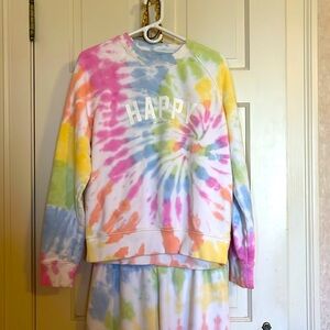 Spiritual Gangster “Happy” Tie Dye Sweatshirt and Sweatpants ~ Size L